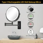 8 inch Double-Sided Wall Mounted 10X LED Magnifying Bathroom Mirror