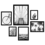 Black & White Photography 6 Piece Framed Print Gallery Wall Art Set