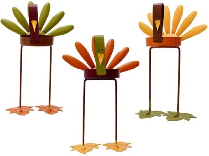 Candle Holder Thanksgiving Turkey Decorations Set of 3