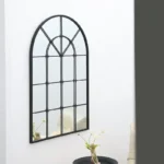 Decorative Metal Arch Window Pane Wall Mirror - 32X48 inches