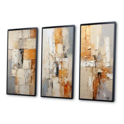 Designart "Abstraction I" Abstract Framed Wall Art Set Of 3 Frame Gallery Wall Set For Home Decor