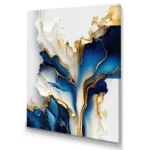 Designart 'Abstract Geode Gold And Blue Marble Shape III' Animals Canvas Wall Art