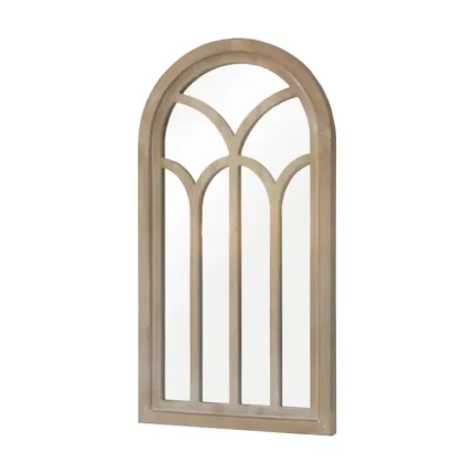 Farmhouse Wood Arched Windowpane Wall Mirror