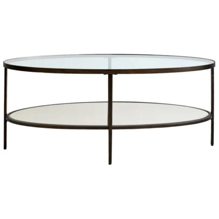 Gallery Interiors Hudson Oval Coffee Table In Aged Bronze