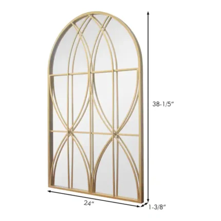 Gold Arched Cathedral Mirror with Metal Frame, 24'' x 38.2''