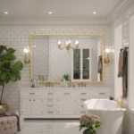 KEONJINN Modern Metal Framed Bathroom Vanity Wall Mounted Mirror