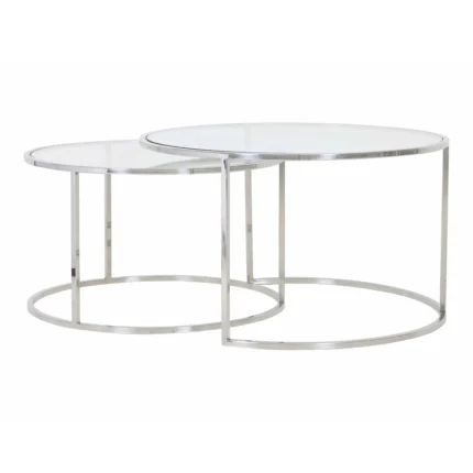 Light & Living Set Of 2 Duarte Coffee Table Nickel And Glass