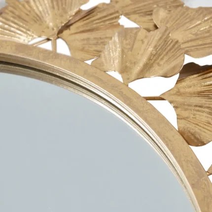 Martha Stewart Eden Gold Gingko Leaf Round Wall Mirror
