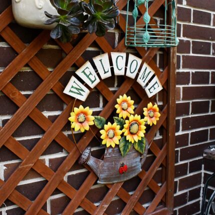 Metal Sunflower Welcome Sign
