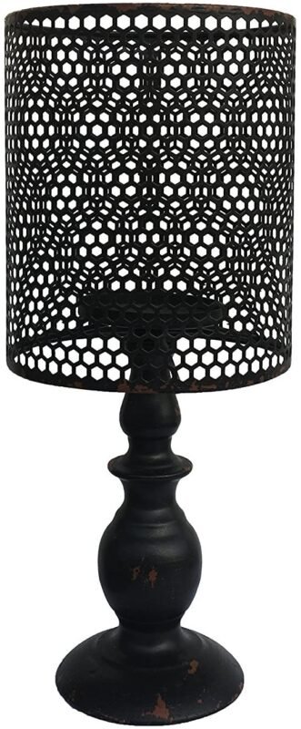 Metal Vintage Look Candle Holder Candle Lamp, Black