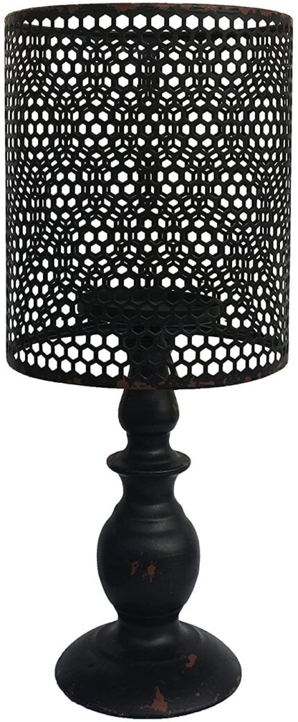 Metal Vintage Look Candle Holder Candle Lamp, Black