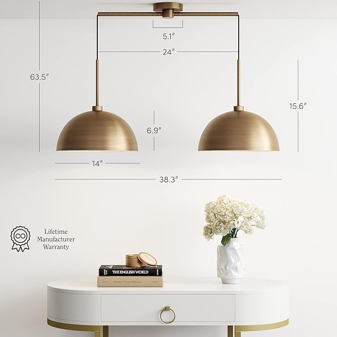 The muted gold vintage Brass 2 Hanging Lights