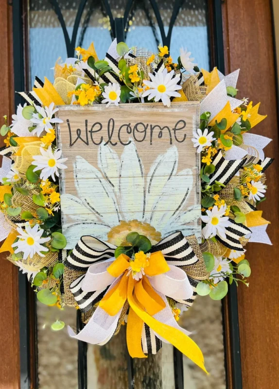 Metal Daisy Welcome Sign