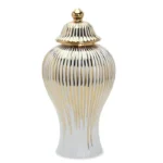 Beloved Ceramic Ginger Jar Vase with Lid - Silver - 6.5" X 6.5" X 12"