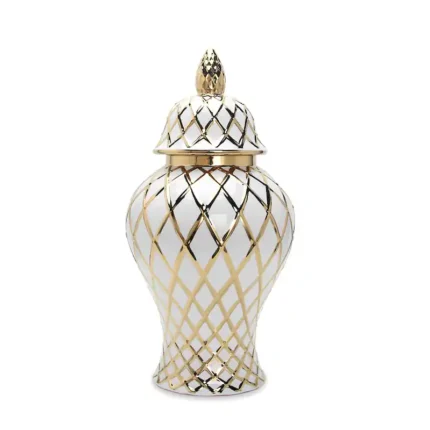 Beloved White and Silver Ceramic Decorative Ginger Jar