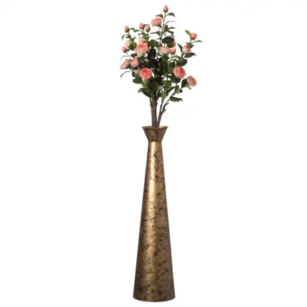 Brushed Paint Unique Straight Vase: Modern Metal Decorative Floor Vase - Flower Holder for Entryway, Living Room, or Dining Room