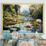 Designart "China Art Jade Lotus I" Chinese Framed Wall Art Living Room