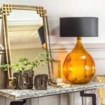 Extra Large Round Amber Glass Lamp
