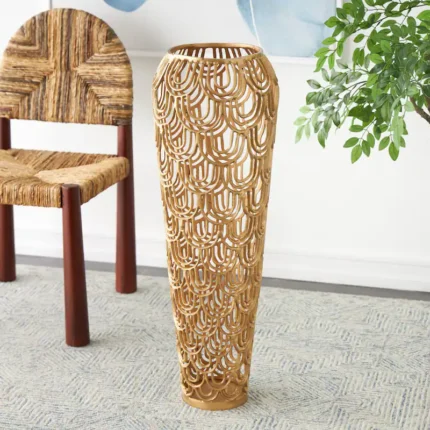 Gold Aluminum Metal Art Deco Inspired Arched Geometric Vase