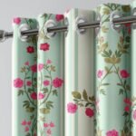 Pistacho Rose Twist Curtains Set of 2
