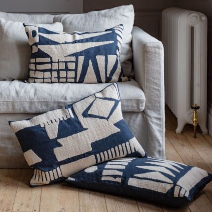 Rectangular Abstract Navy Cushions