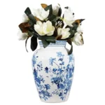 White Ceramic Vase with Magnolias