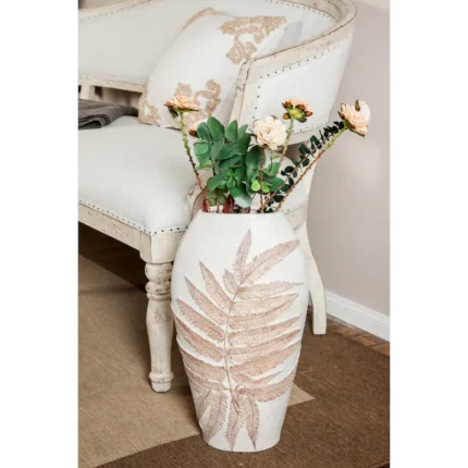 White Polystone Leaf Vase