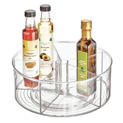 iDesign Linus Divided Turntable Lazy Susan, Clear