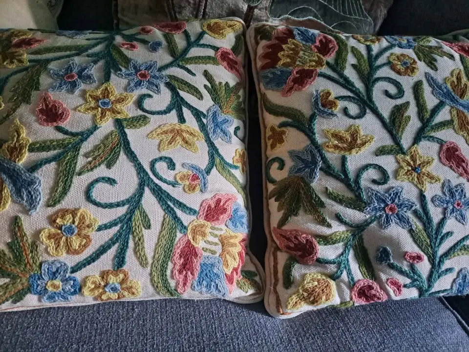 Jungle Crewel Embroidery Cushions