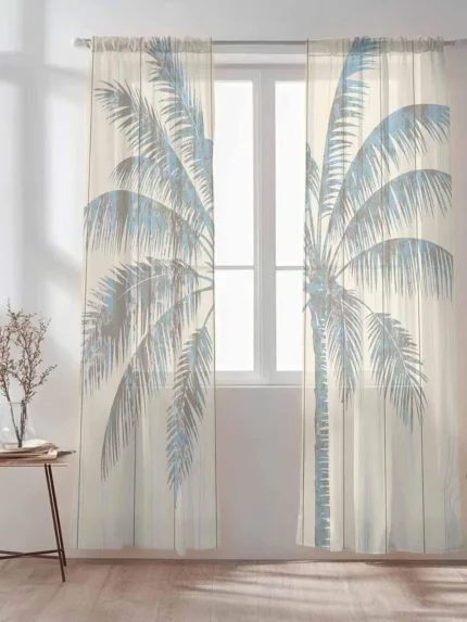 Monochrome Palms Window Curtain 2