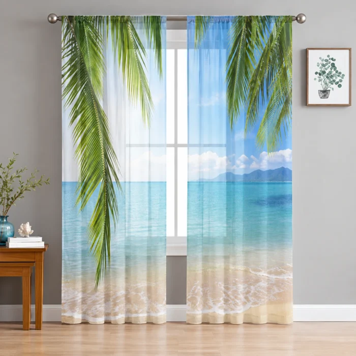 Monochrome Palms Window Curtain