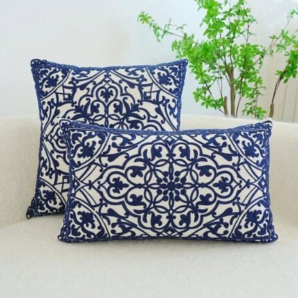 Rectangular Abstract Navy Cushions