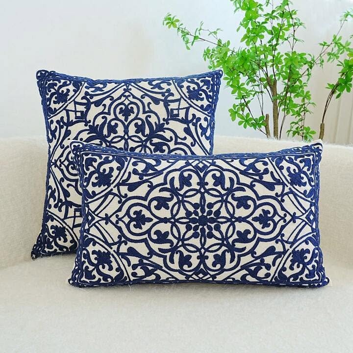Rectangular Abstract Navy Cushions Rectangular Abstract Navy Cushions
