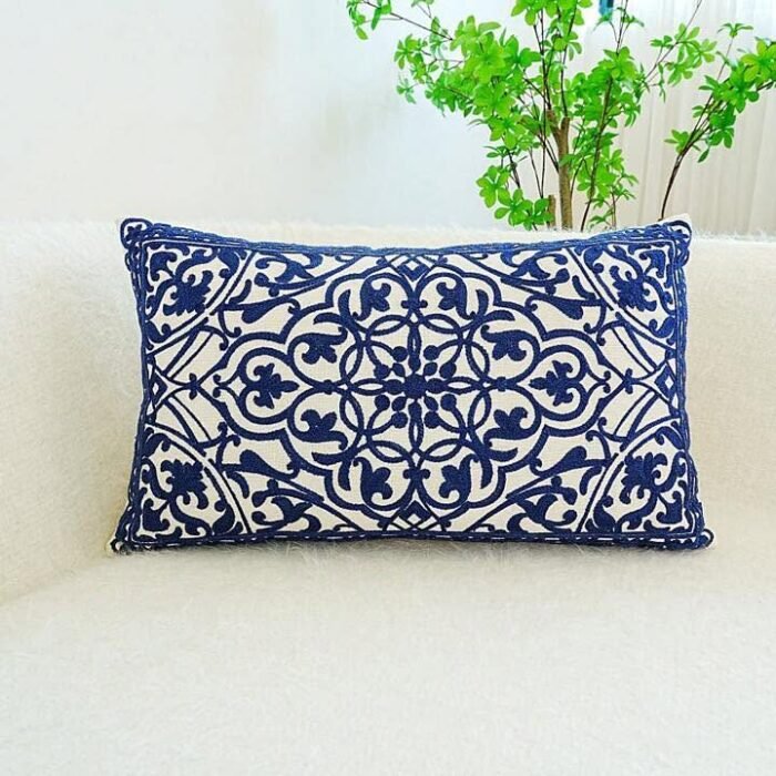 Rectangular Abstract Navy Cushions 2