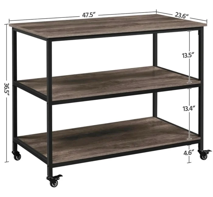 Rolling Kitchen Island Cart With 3 Shelves Size
