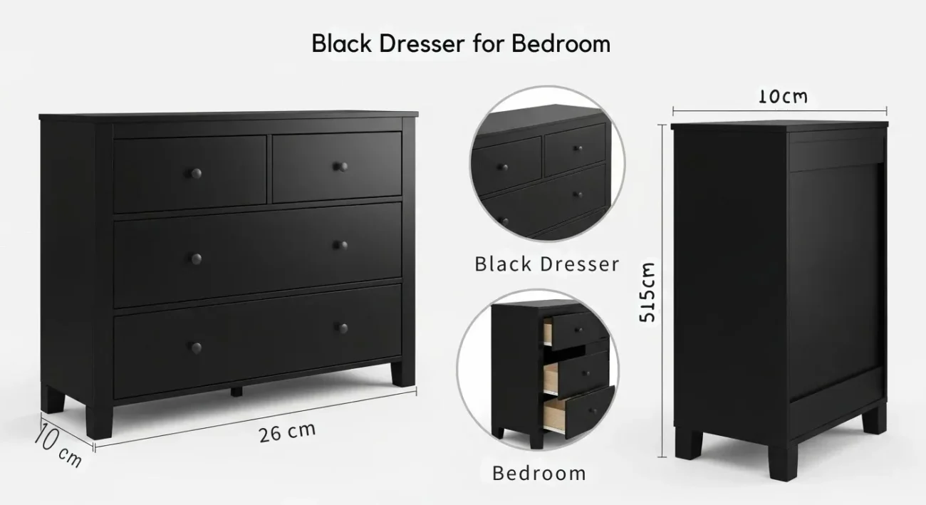 Black Dresser for Bedroom