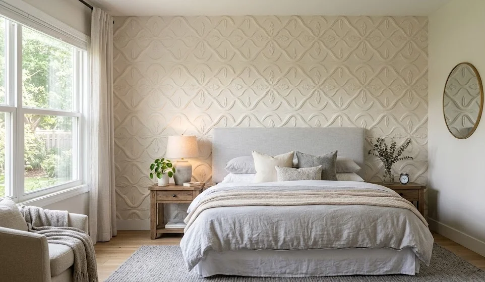 Bedroom Accent Wall with Soft Patterns