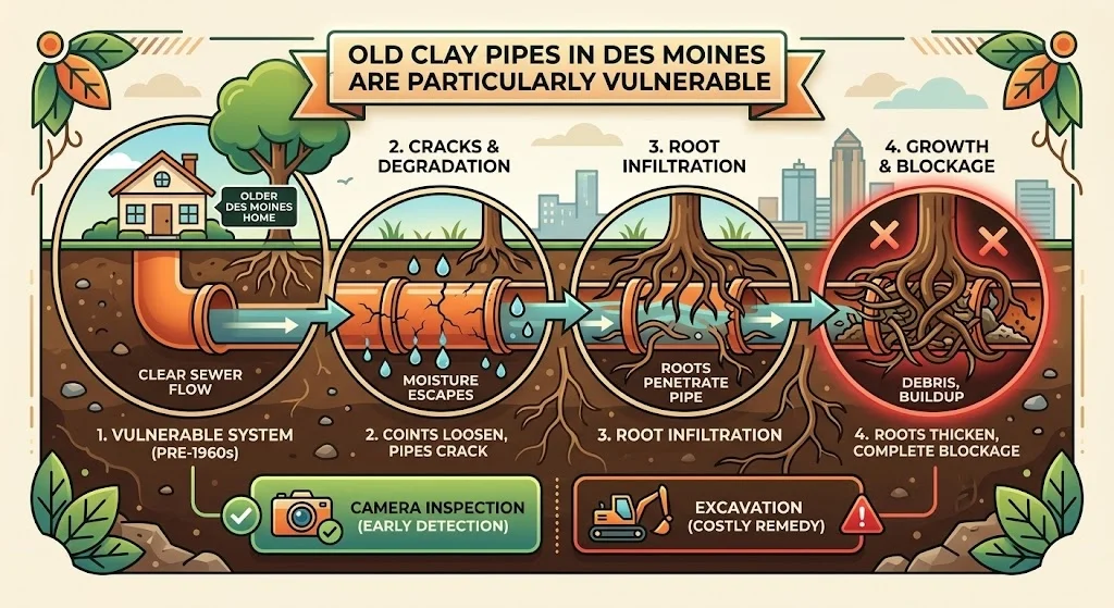 Old Clay Pipes in Des Moines Are Particularly Vulnerable