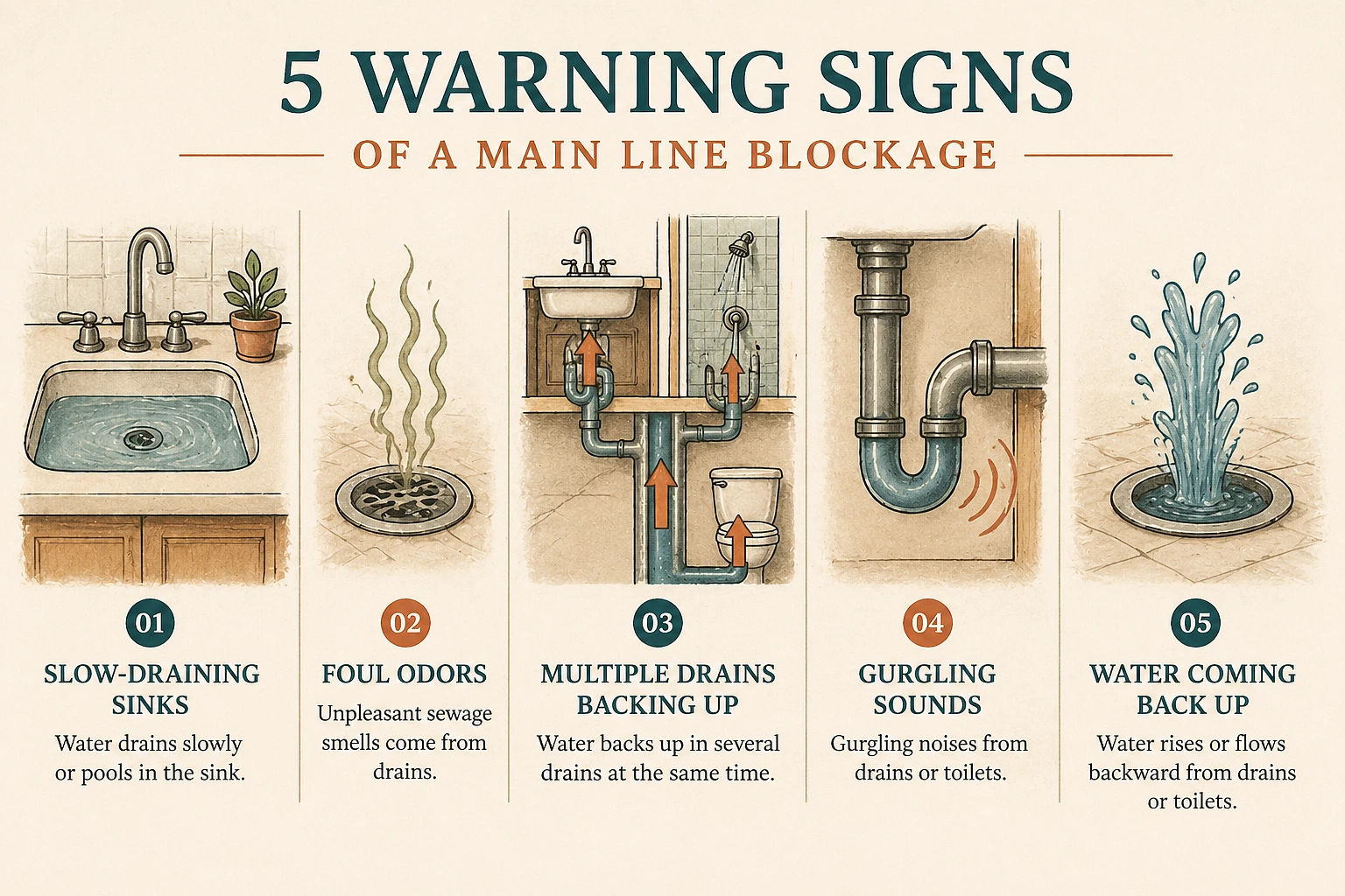 Hair and grease build up in every home's plumbing — but San Diego's water, at roughly 270 ppm of calcium and magnesium, adds a layer of limescale that narrows pipes faster than in most U.S. cities.