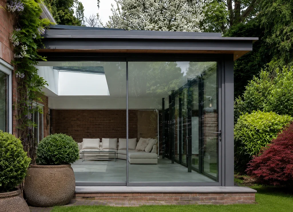 Slim-framed doors for small rooms