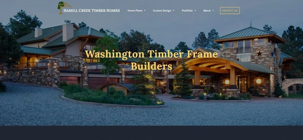 Washington timber frame builders location page screenshot