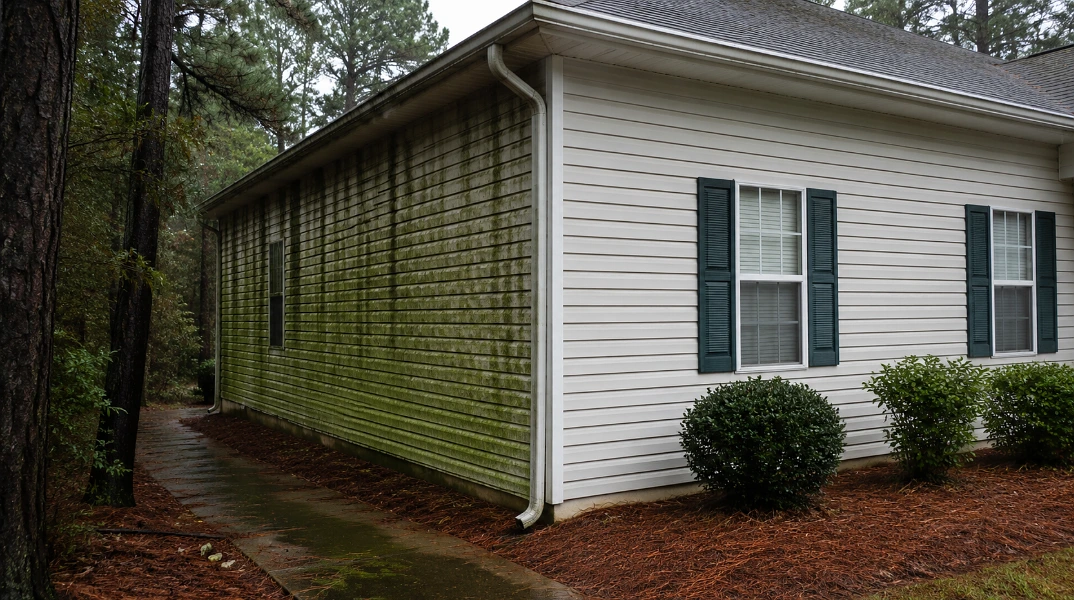 Same house, same age, same paint. The only difference between these two walls is how much sun they get