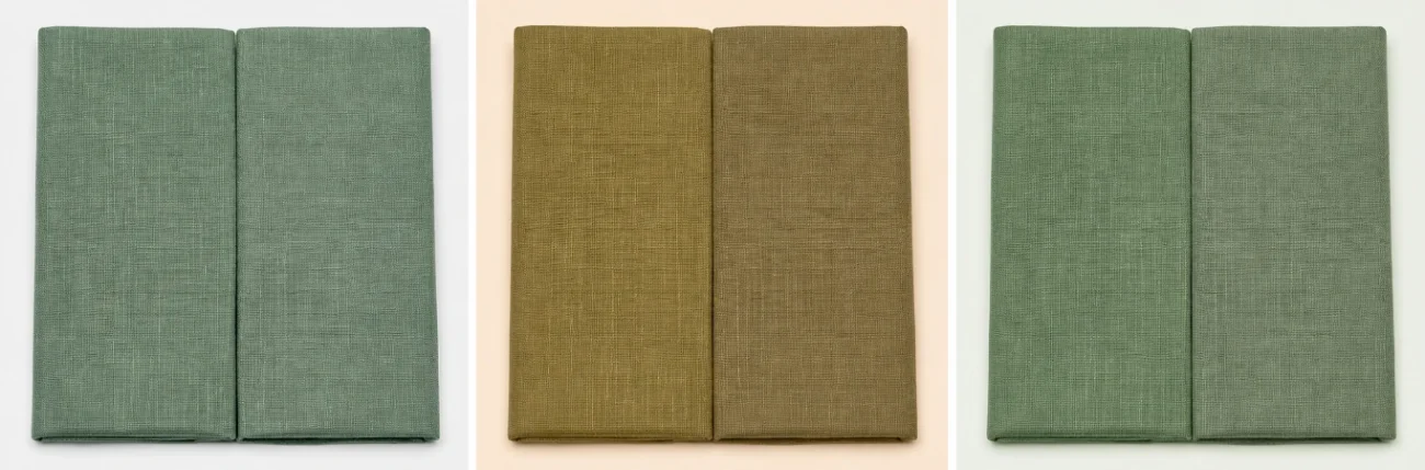 Same two pieces of fabric, three light sources. Only the first one is telling you the truth