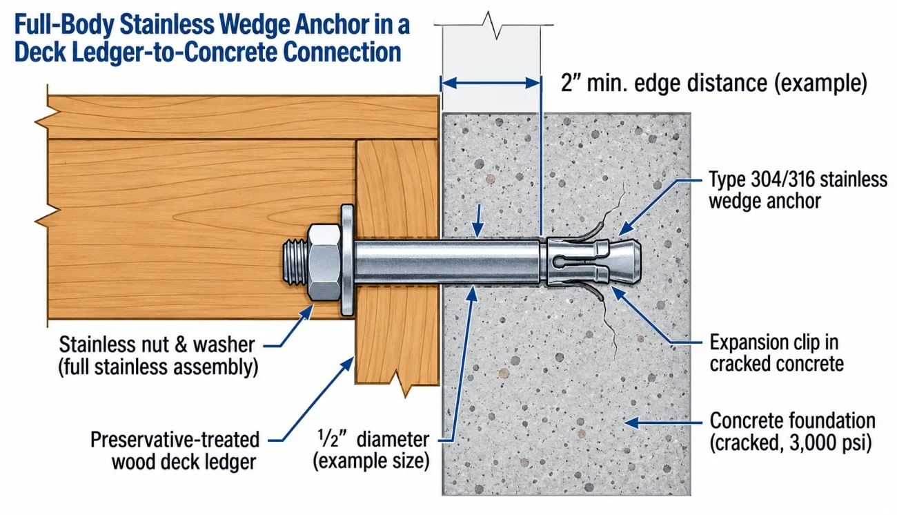 Type 304/316 stainless wedge anchors